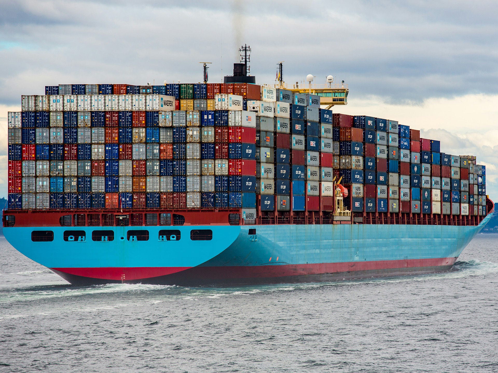 Cargo ship in the ocean