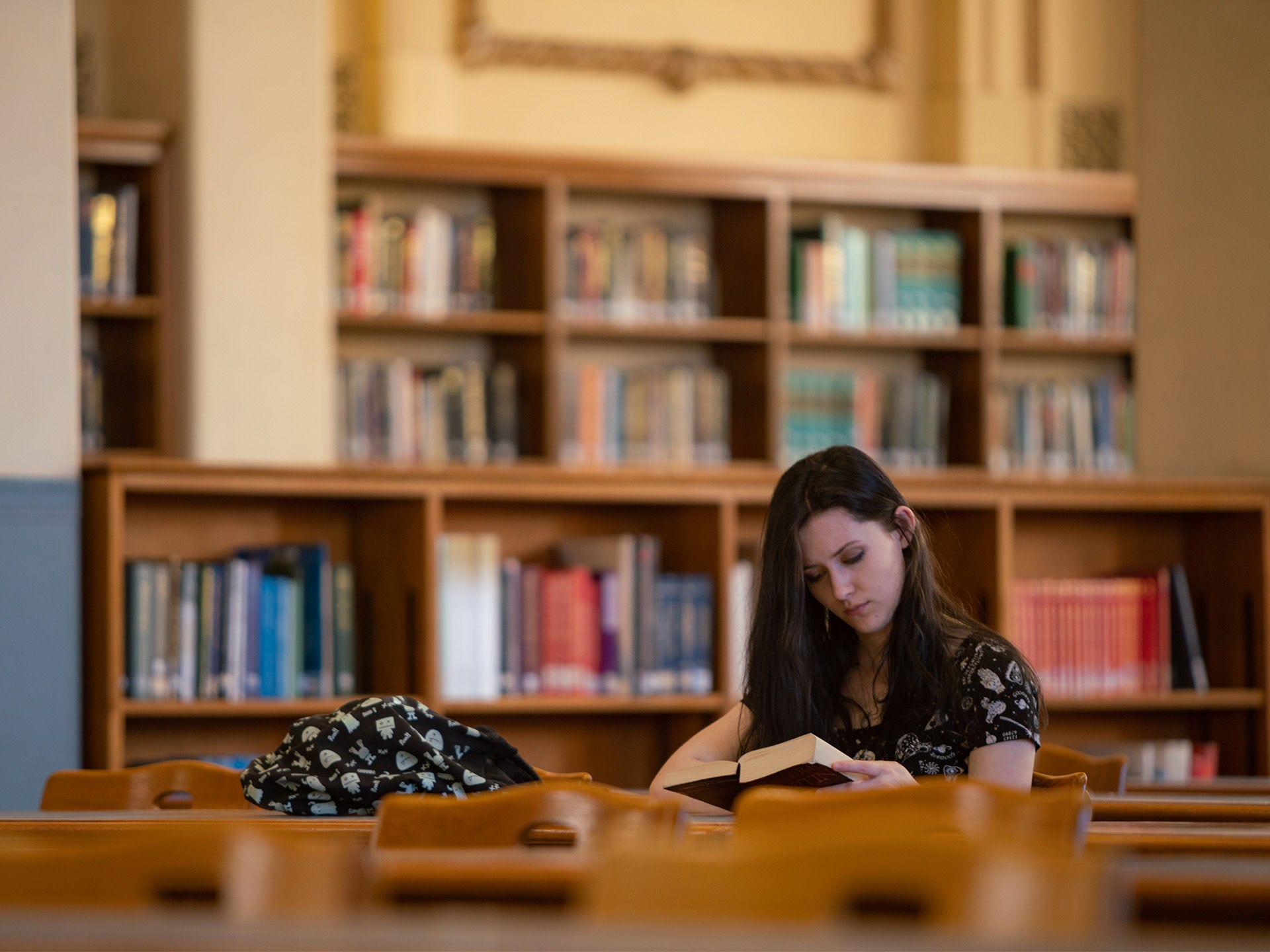 Student studying in the library