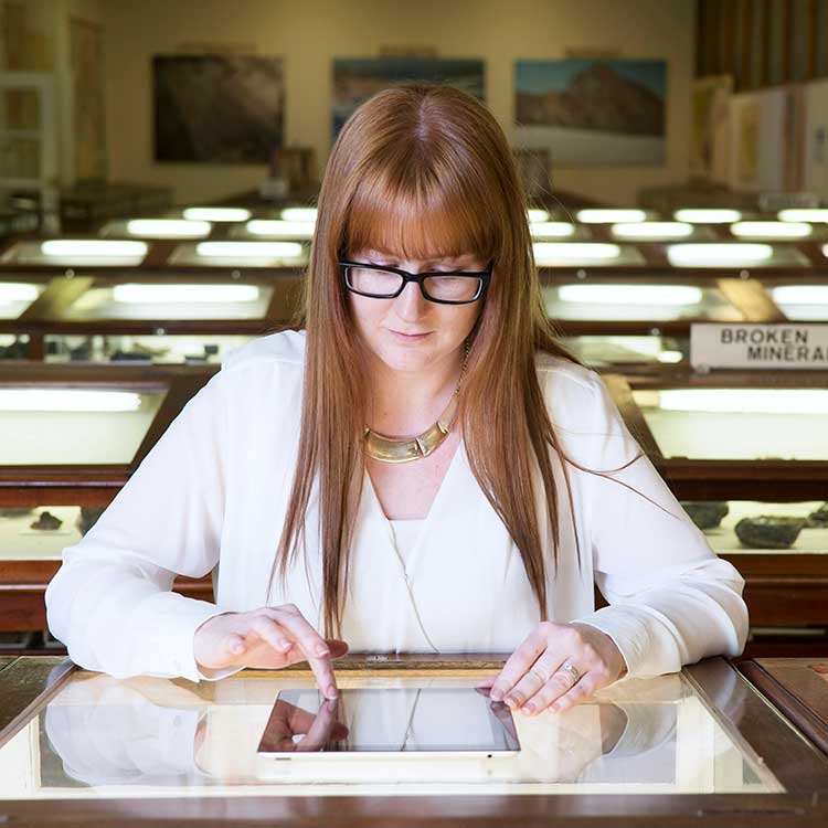 Student studying in library