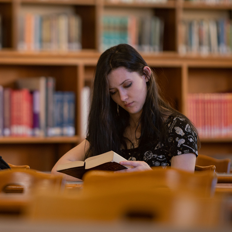Student in the library
