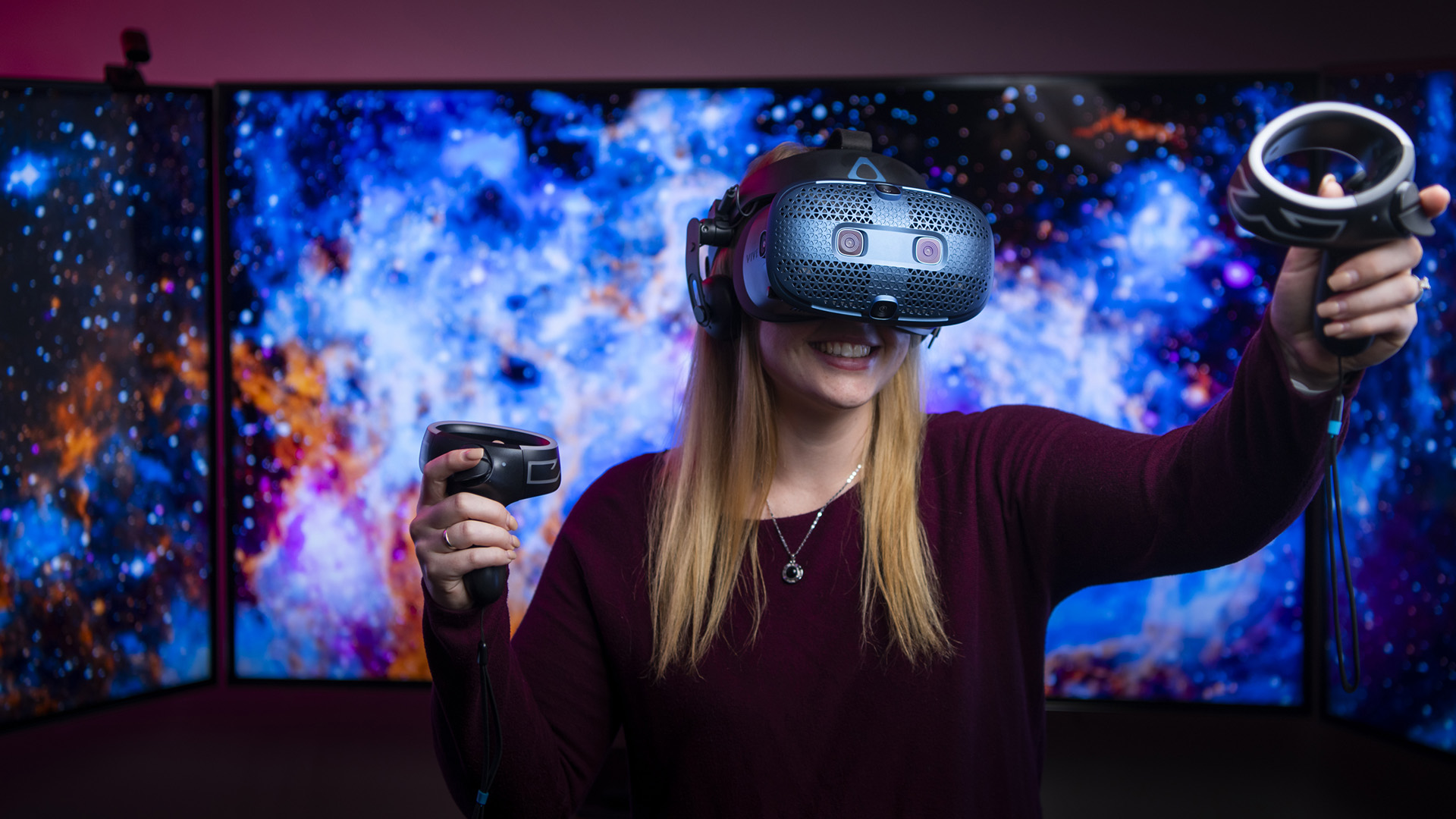 IVE staff member in a VR lab