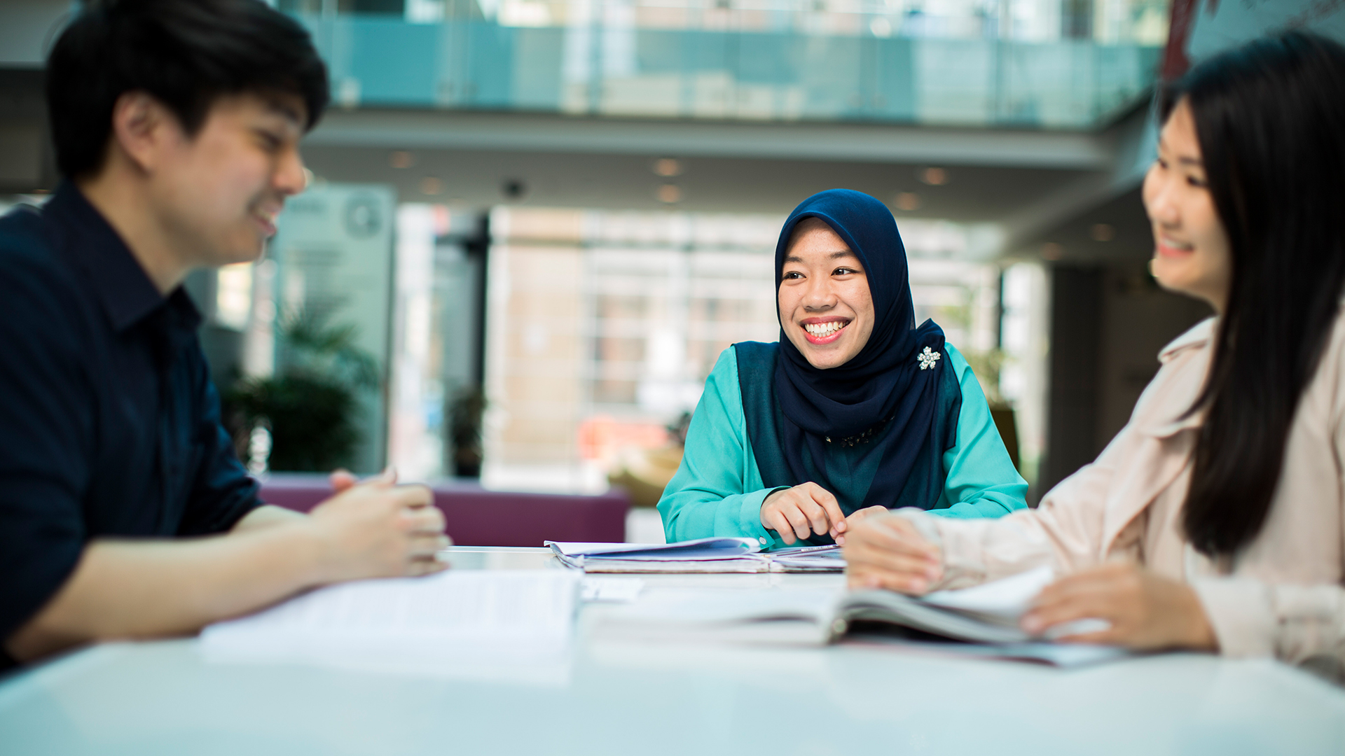 Students studying on campus