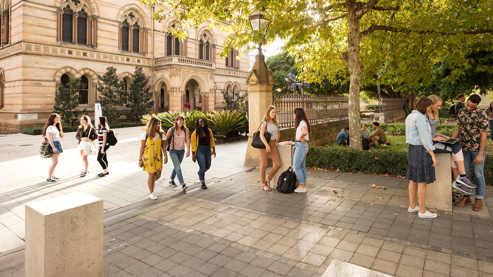 Adelaide University students on campus