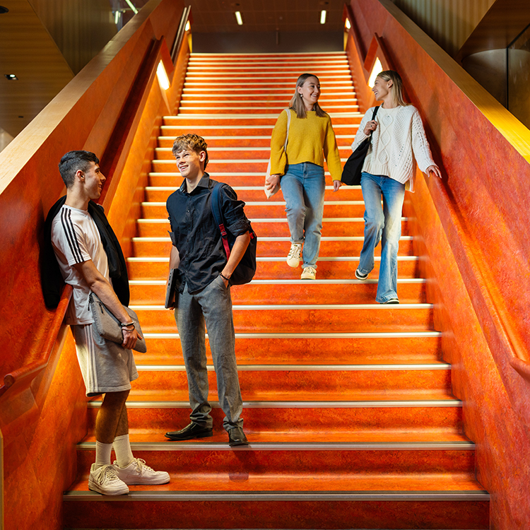 Students at Jeffrey Smart Building